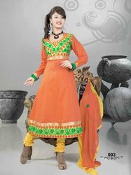 Manufacturers Exporters and Wholesale Suppliers of Outstanding Orange Anarkali Suit Surat Gujarat
